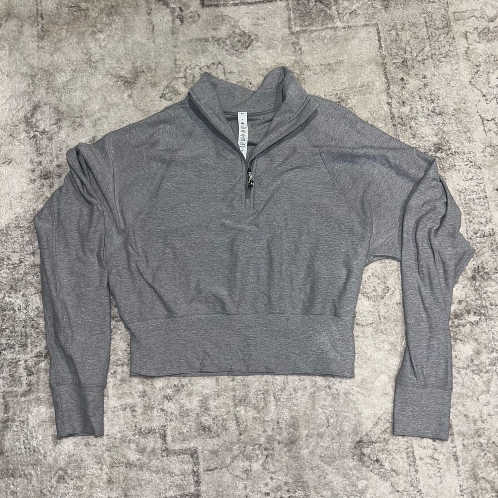 Lululemon Gray It's Rulu Run Cropped Half Zip - size 4